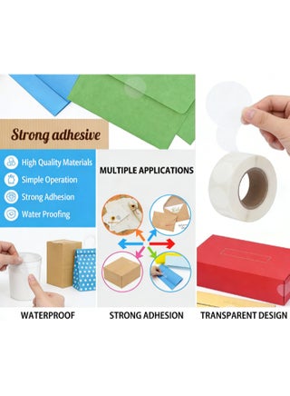 2000 Pack of 1-Inch (2.5cm) Round Seal Stickers - Clear Transparent Self-Adhesive Labels for Gift Wrapping, Envelopes, Box Sealing & Crafts - view 3